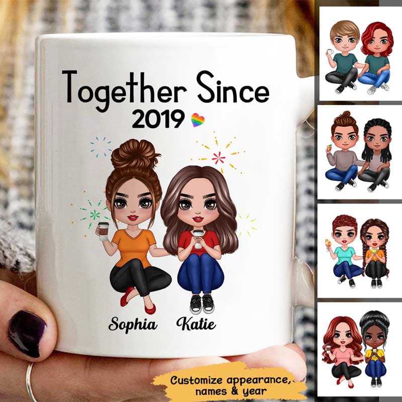 Lgbt Couple Doll Together Since Personalized Mug