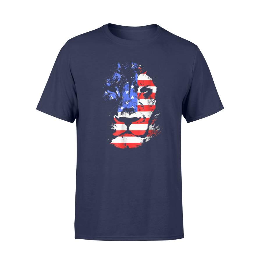 American Lion Us Flag Silhouette Portrait T-Shirt