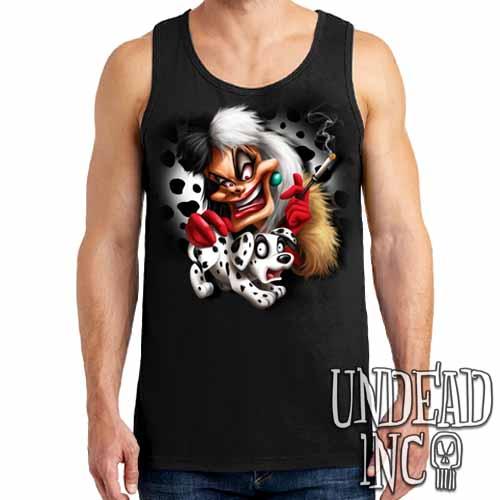 Villains Cruella De Vil Dalmatian Puppy Variant – Mens Tank Singlet