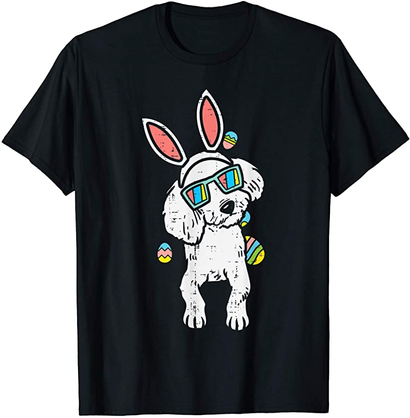 Poodle Bunny Ears Glasses Easter Eggs Cute Dog Owner Lover T-Shirt