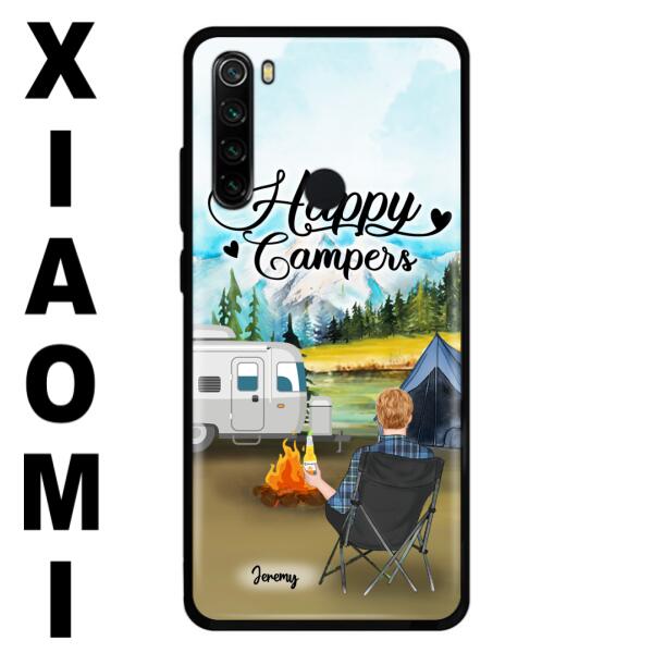Personalized Camping Phone Case- Single Parent/ Couple With Upto 3 Dogs – Happy Campers – Phone Case For Xiaomi, Oppo, Huawei