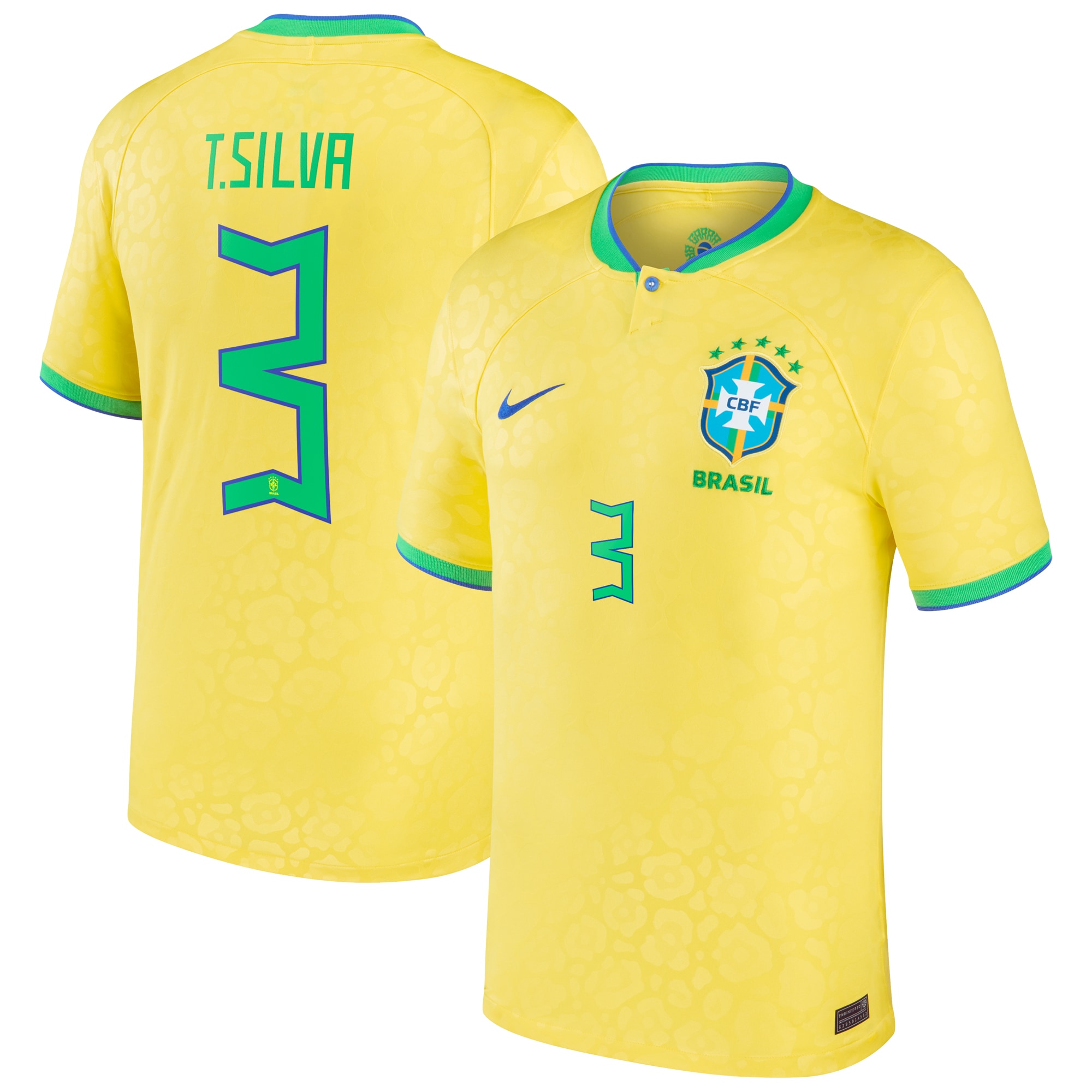 Thiago Silva Brazil National Team 2022/23 Replica Home Jersey – Yellow