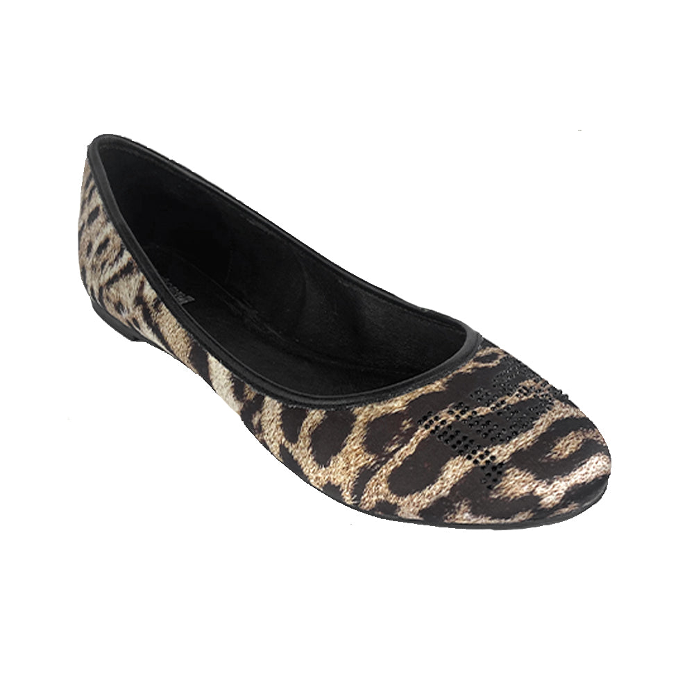 Roberto Cavalli Women’S All Over Animal Print Ballerina Flats Brown