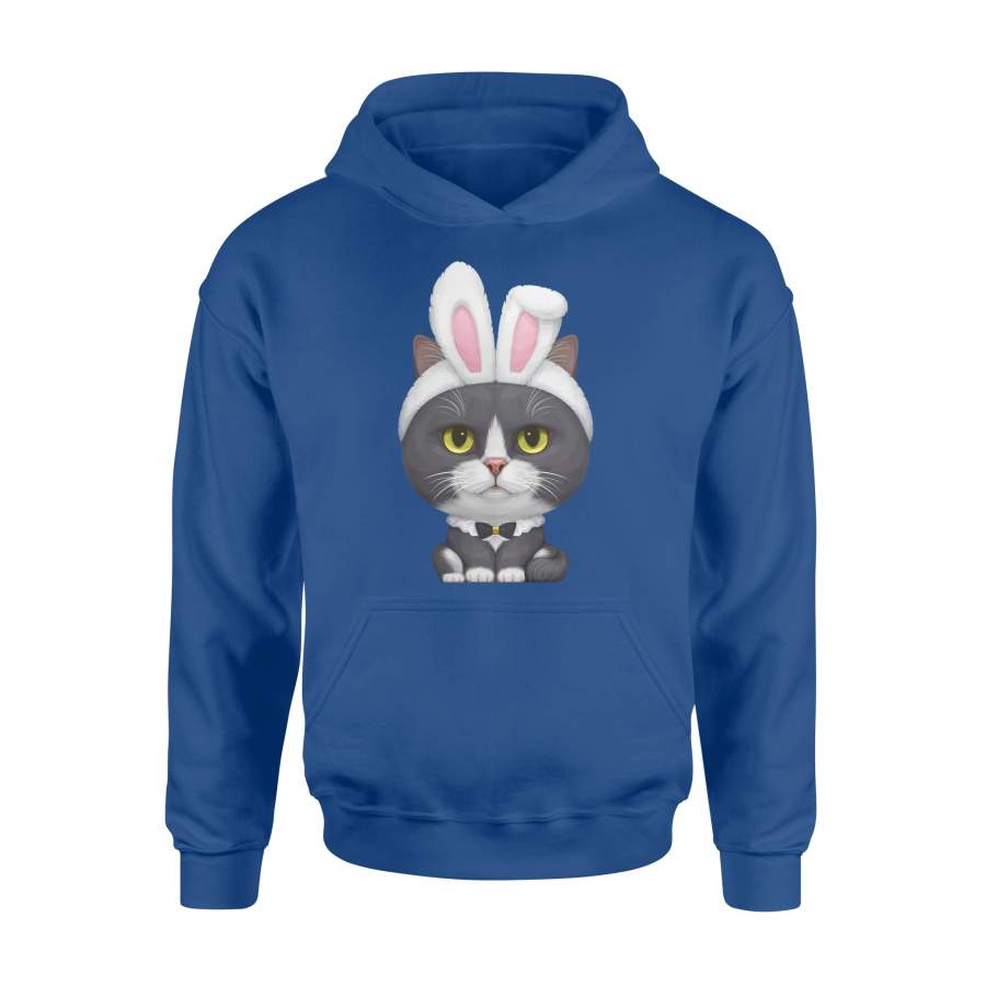 Black White Cat In The Easter Bunny Costume Hoodie