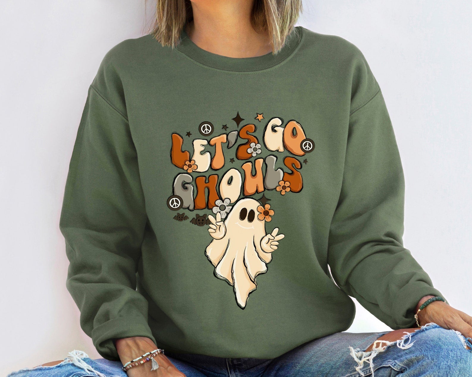 Lets Go Ghouls Sweatshirt, Vintage Halloween Sweatshirt, Retro Fall Shweatshirt, Fall Sweatshirt, Vintage Ghost Sweatshirt, Halloween