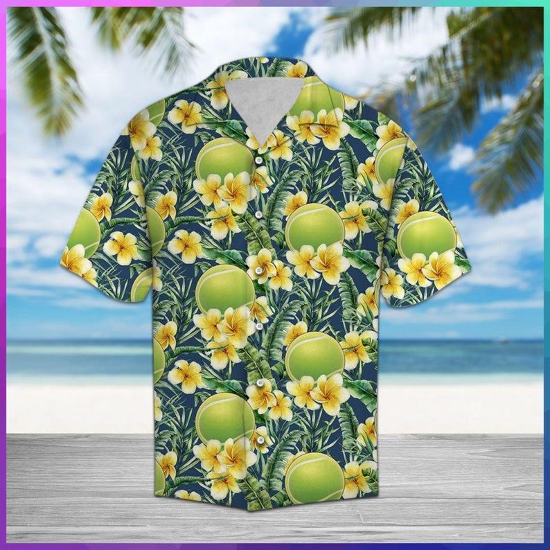 Tennis Frangipani Green Yellow Hawaii Shirt For Men Women Adult Ha7312