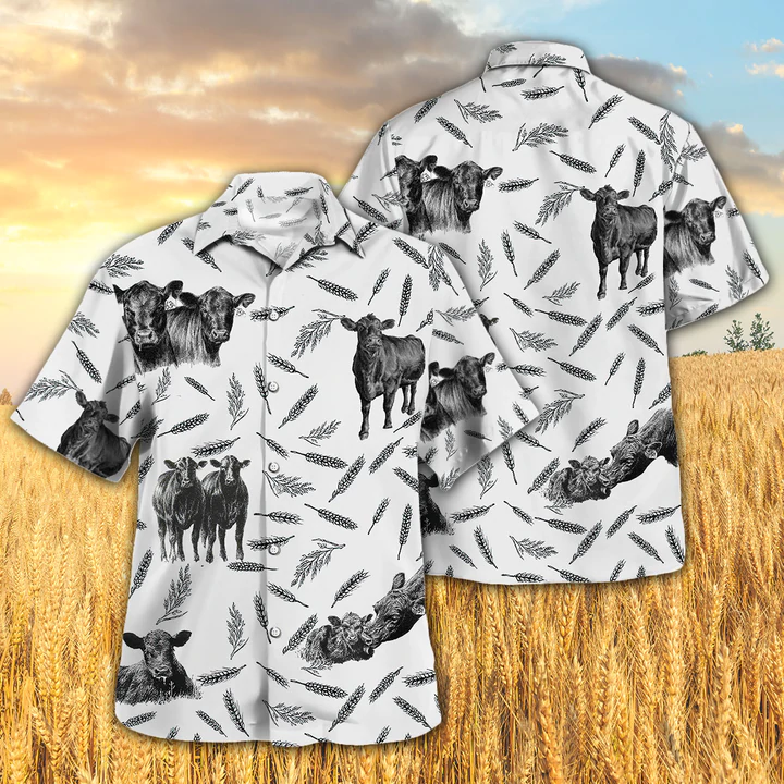 Black Angus Pattern Hawaii Animal Farm Cow Hawaii Shirts For Women Ha31302