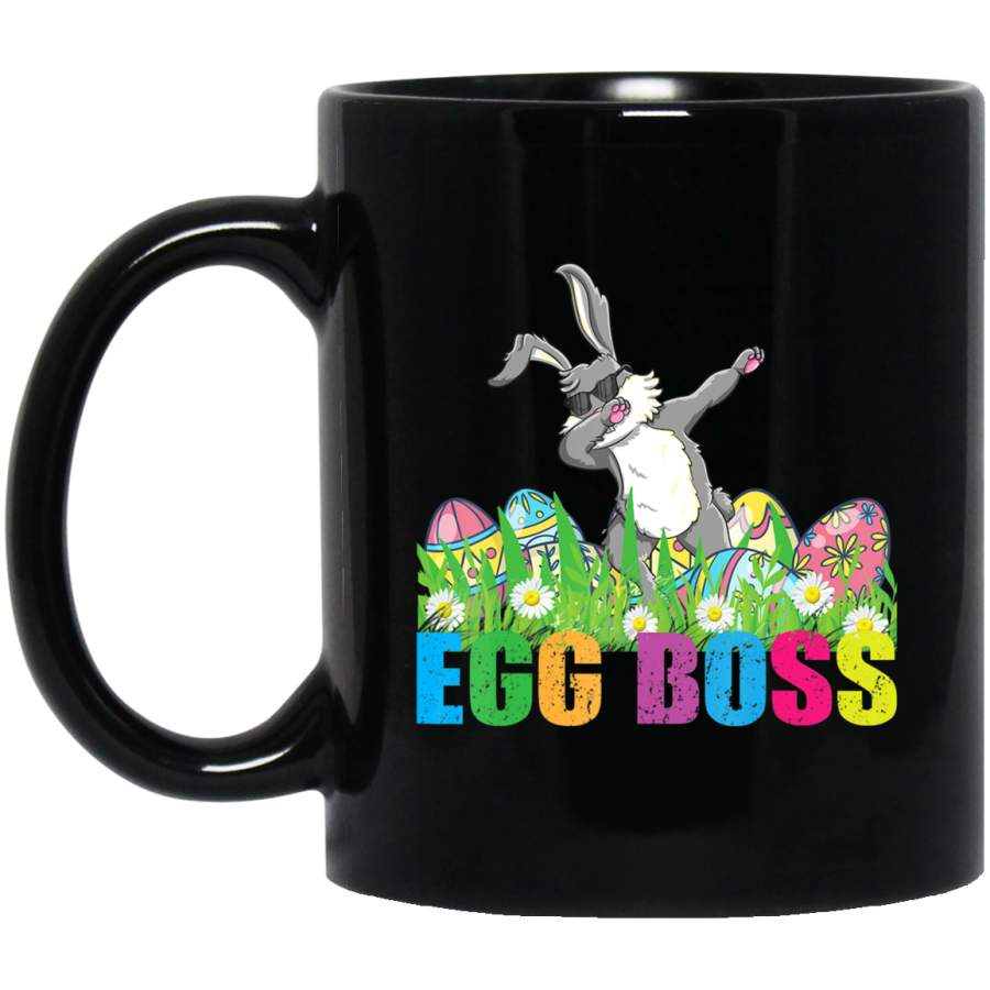 Dabbing Egg Boss Easter Bunny For Kids Toddlers Boys 11oz 15oz Black Mug Happy Easter Day Funny Colors Eggs Bunny Ears Peeps Cute