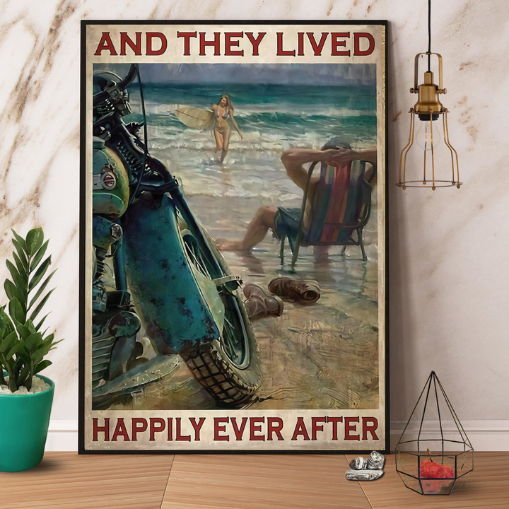 And They Lived Happily Ever After Beach And Motor Gift For Family Home Decor Matte Canvas Canvas Prints