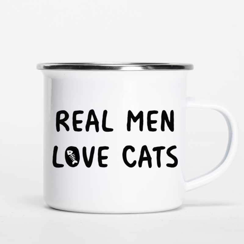 Real Men Love Cats Chibi Man Personalized Campfire Mug