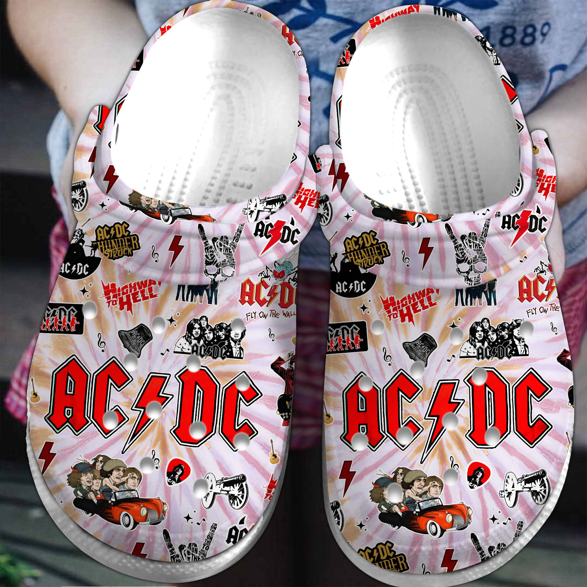 AC/DC Music Crocs Crocband Clogs Shoes Comfortable For Men Women and Kids