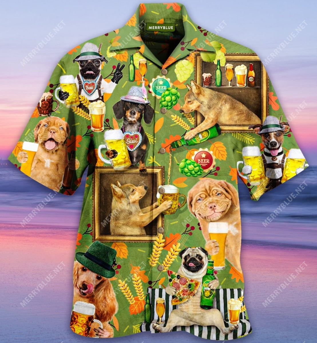 Dogs Drinking Beer Unisex Hawaii Shirt Ha98681