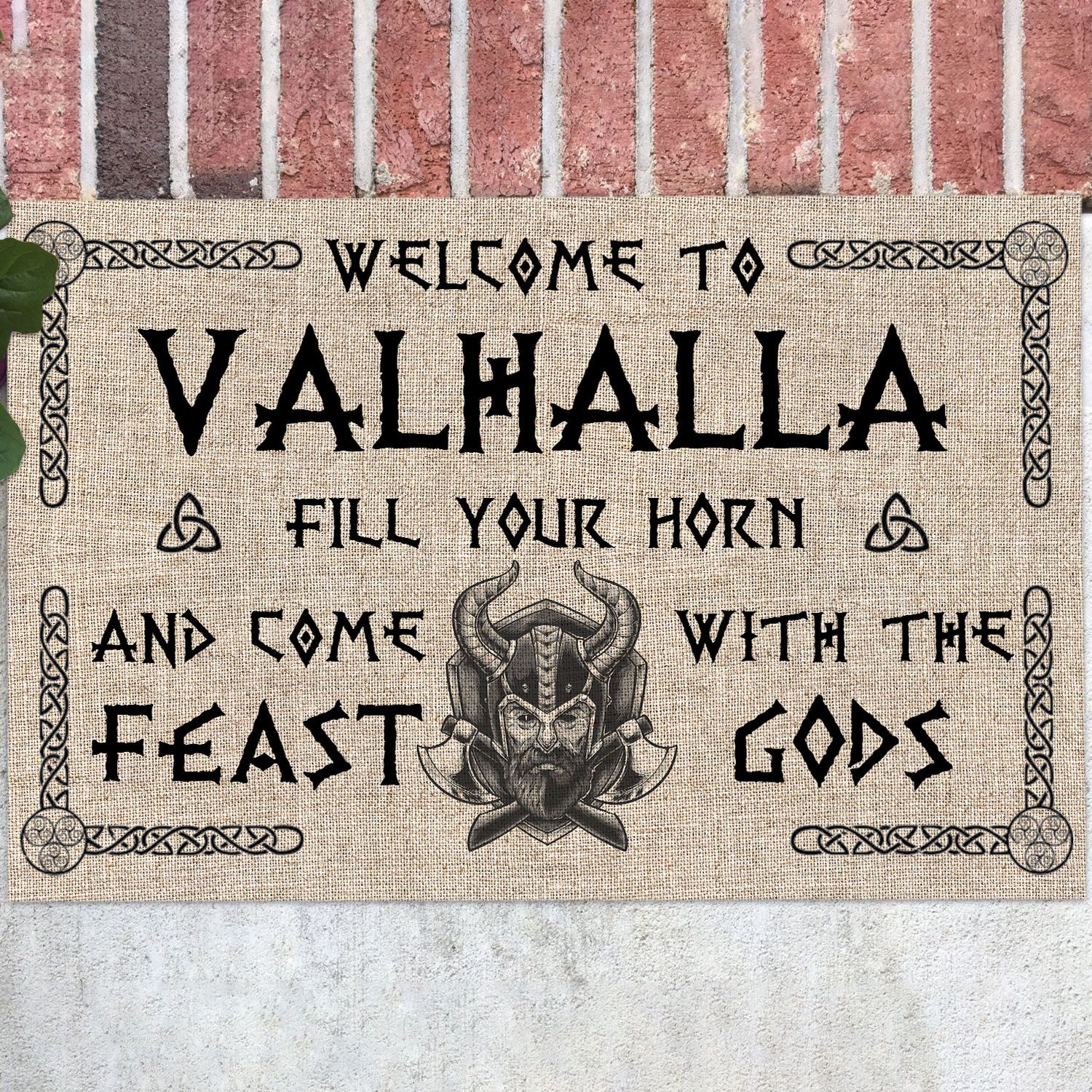 Welcome To Valhalla Fill Your Horn Viking Outdoor Indoor Doormat – Viking Rug Door Mat Housewarming Gift Evg43574