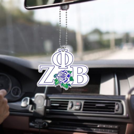 Zeta Phi Beta 1920 Zpb Greek Letters White Rose Car Hanging Ornament