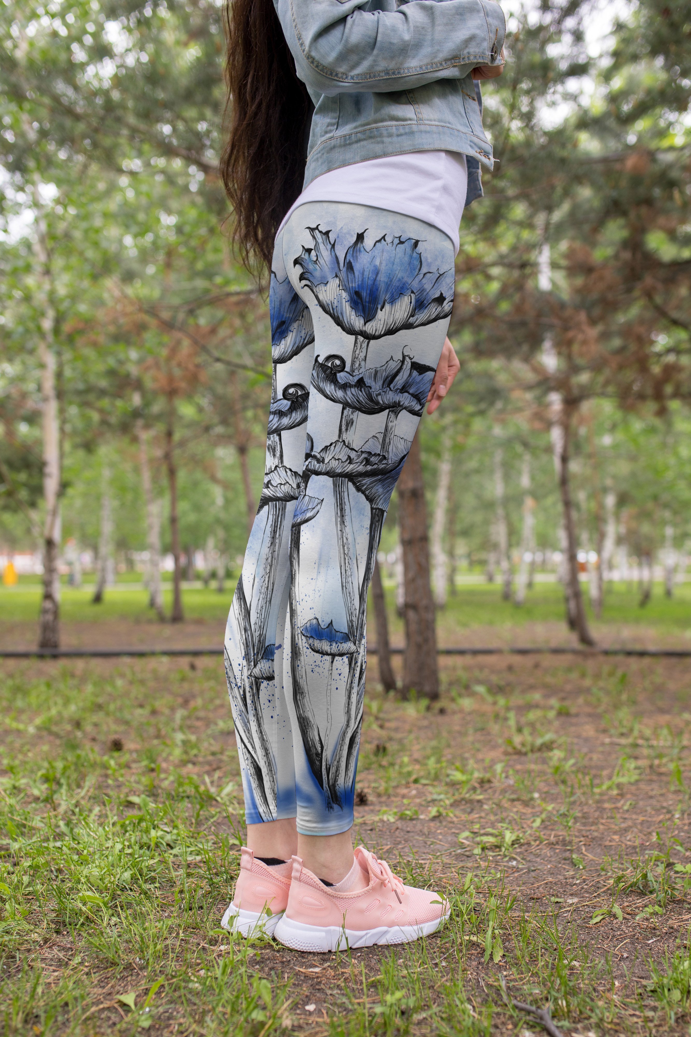 3D All Over Print Blue Drawings Mushrooms Legging