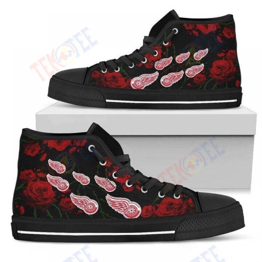 Mens Womens Lovely Rose Thorn Incredible Detroit Red Wings High Top Shoes TMT864