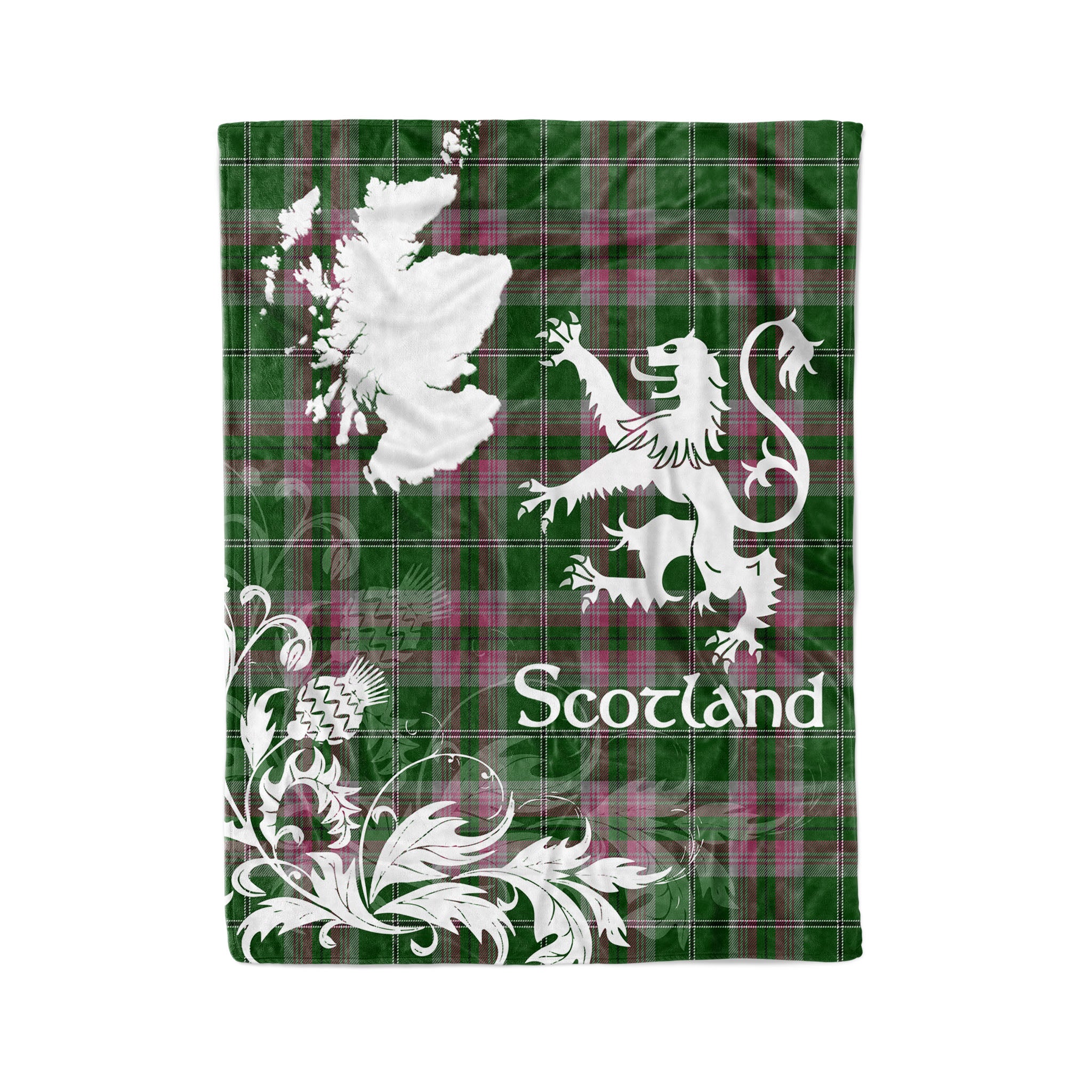 Tartan Plaid Fleece Blanket Tartan Blanket Thistle And Lion Scottish Clan Gray Plaid Blanket