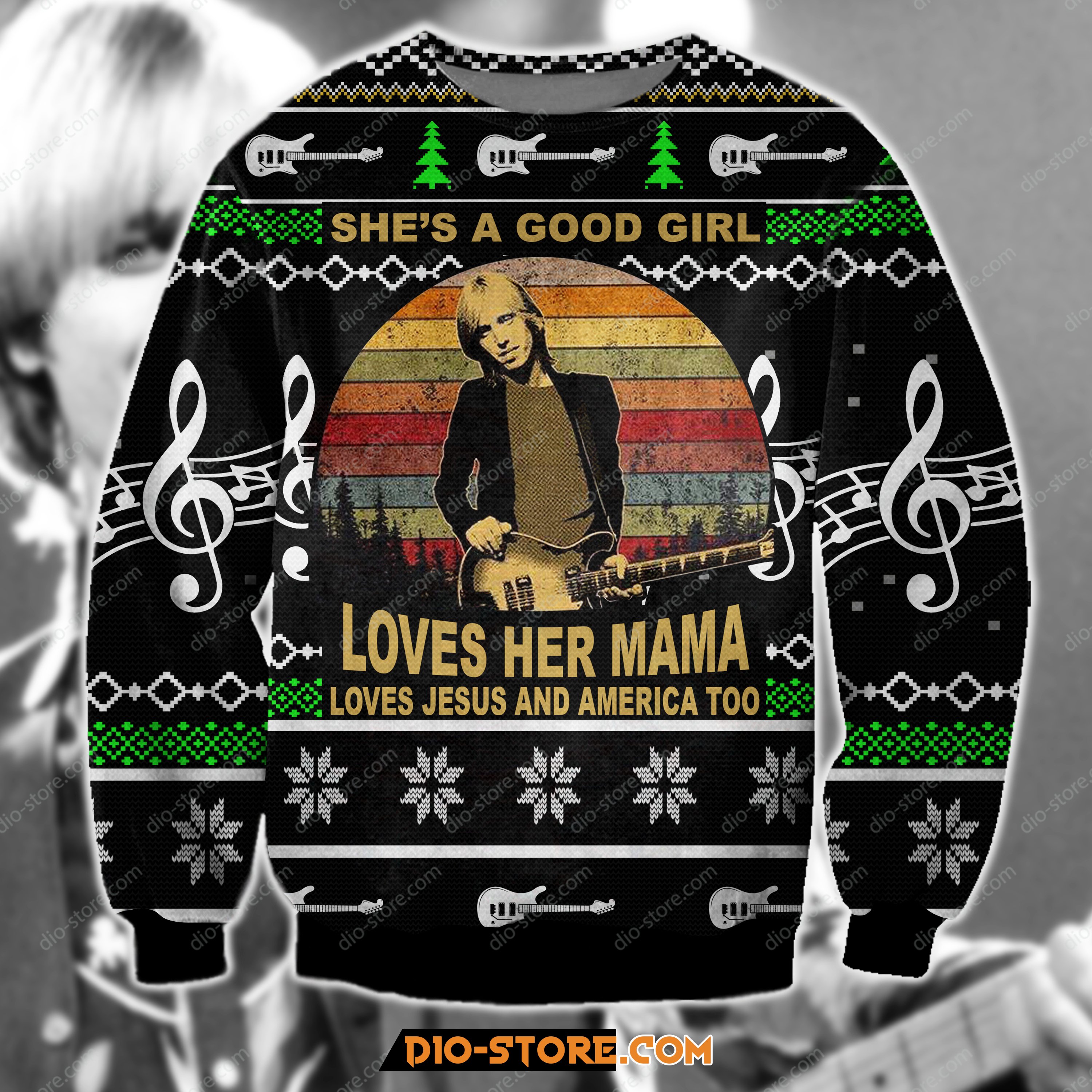 3D Print Knitting Pattern Tom Petty Ugly Christmas Sweater Hoodie All Over Printed Cint10163