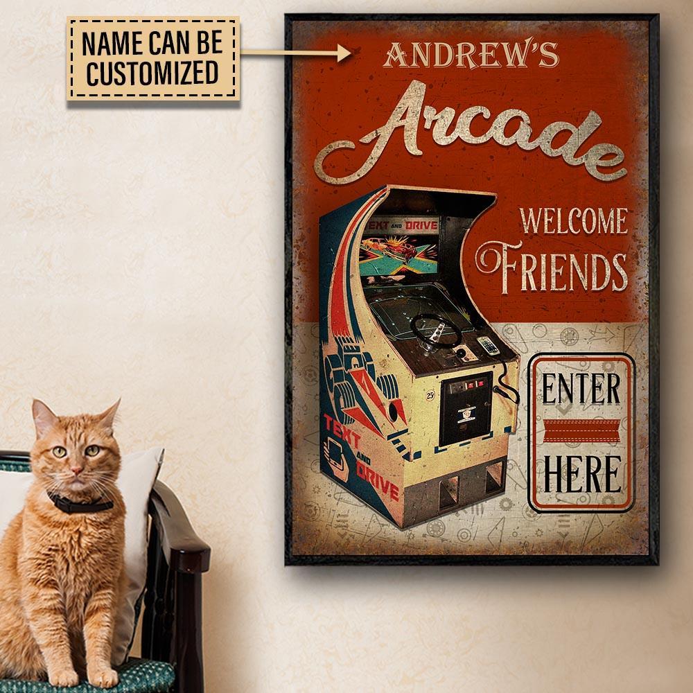 Aeticon Gifts Personalized Arcade Game Welcome Friend Canvas Mom Dad Gift Home Decor