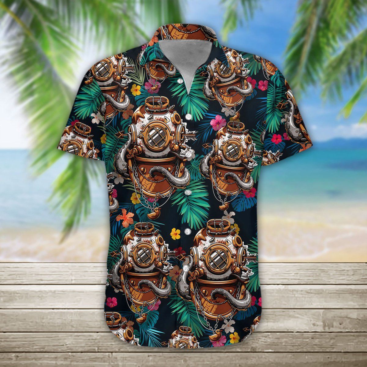 Scuba Diving Helmet Hawaiian Shirt Ha56134