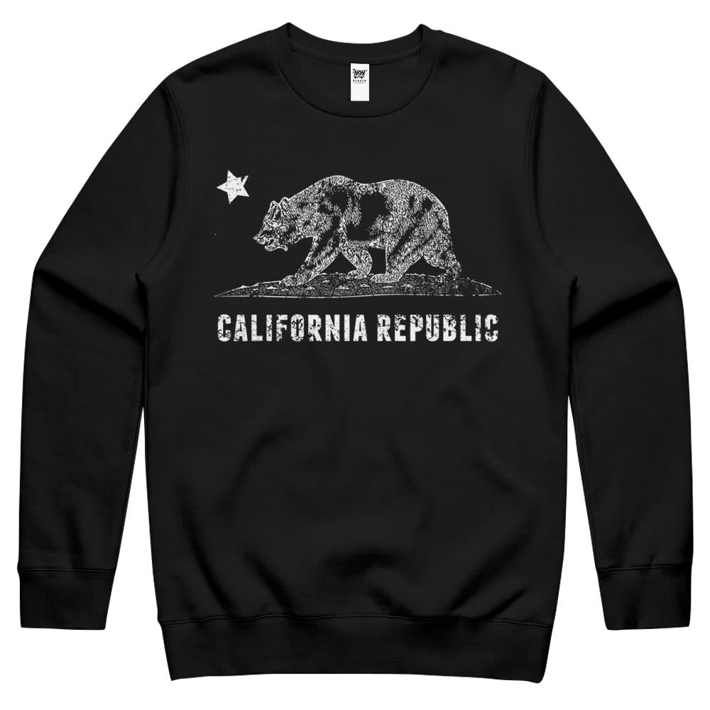 Ca Republic Shirt, Bear & Star Distressed California State1 Crewneck Sweatshirt