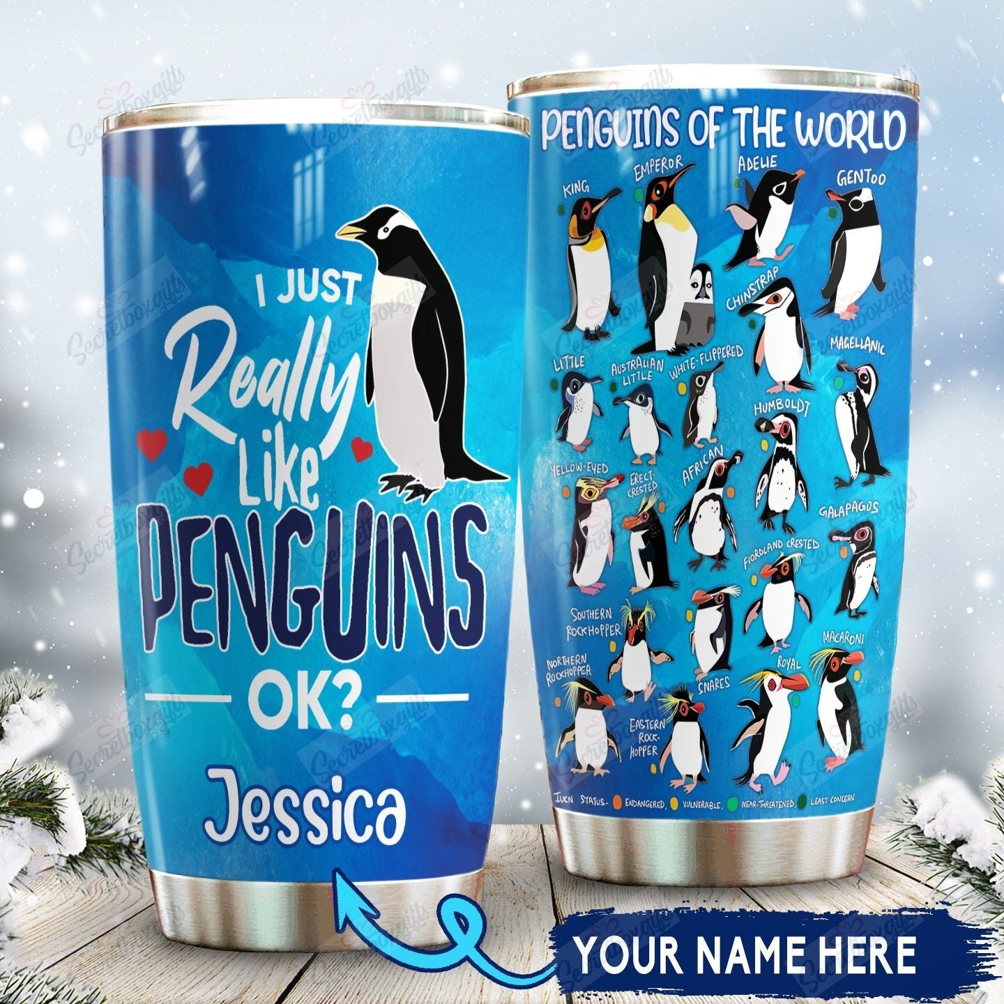 Penguin Personalized Aaa231009Ta Stainless Steel Tumbler Travel Customize Name, Text, Number, Image