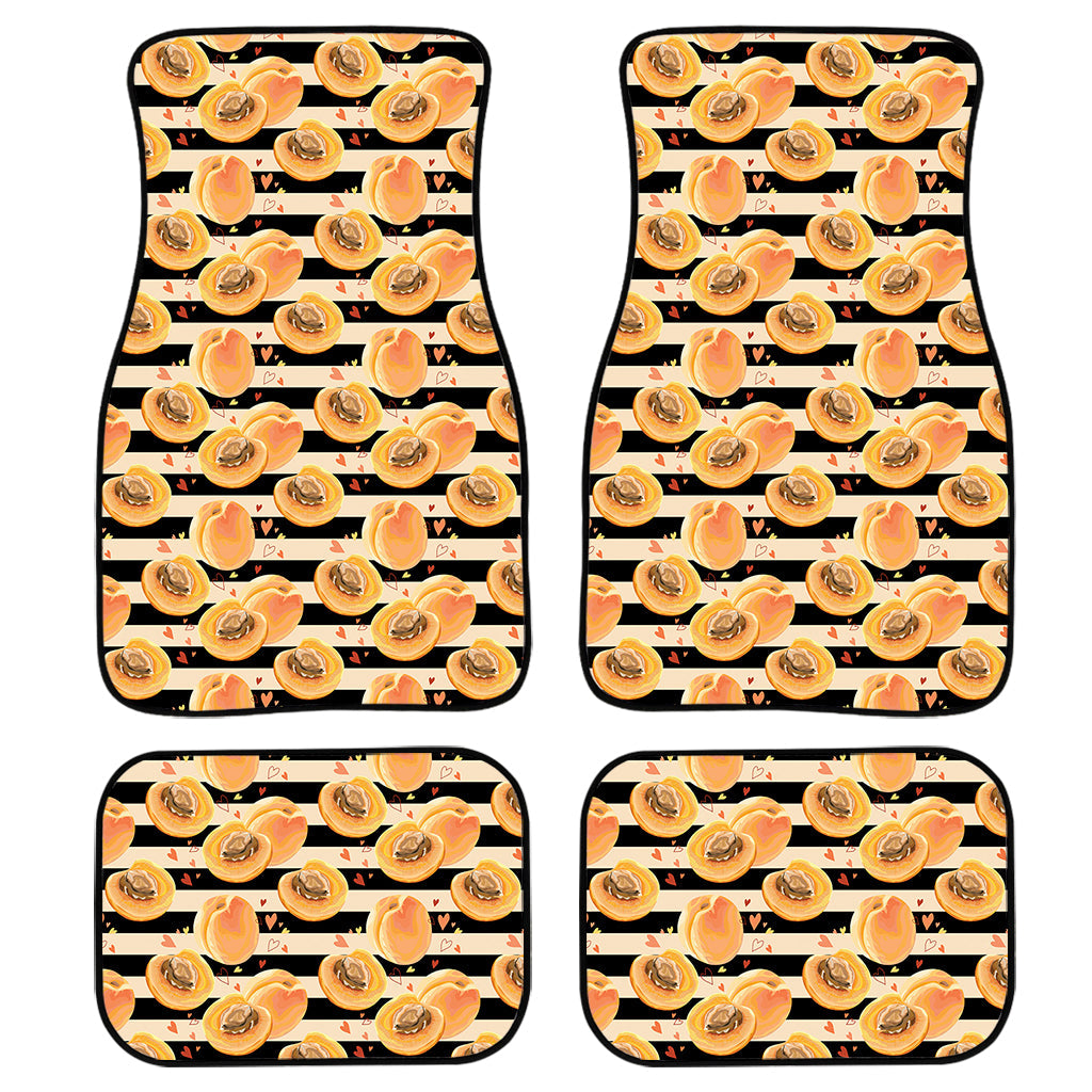 Apricot Fruit Striped Pattern Print Front And Back Car Floor Mats, Front Car Mat