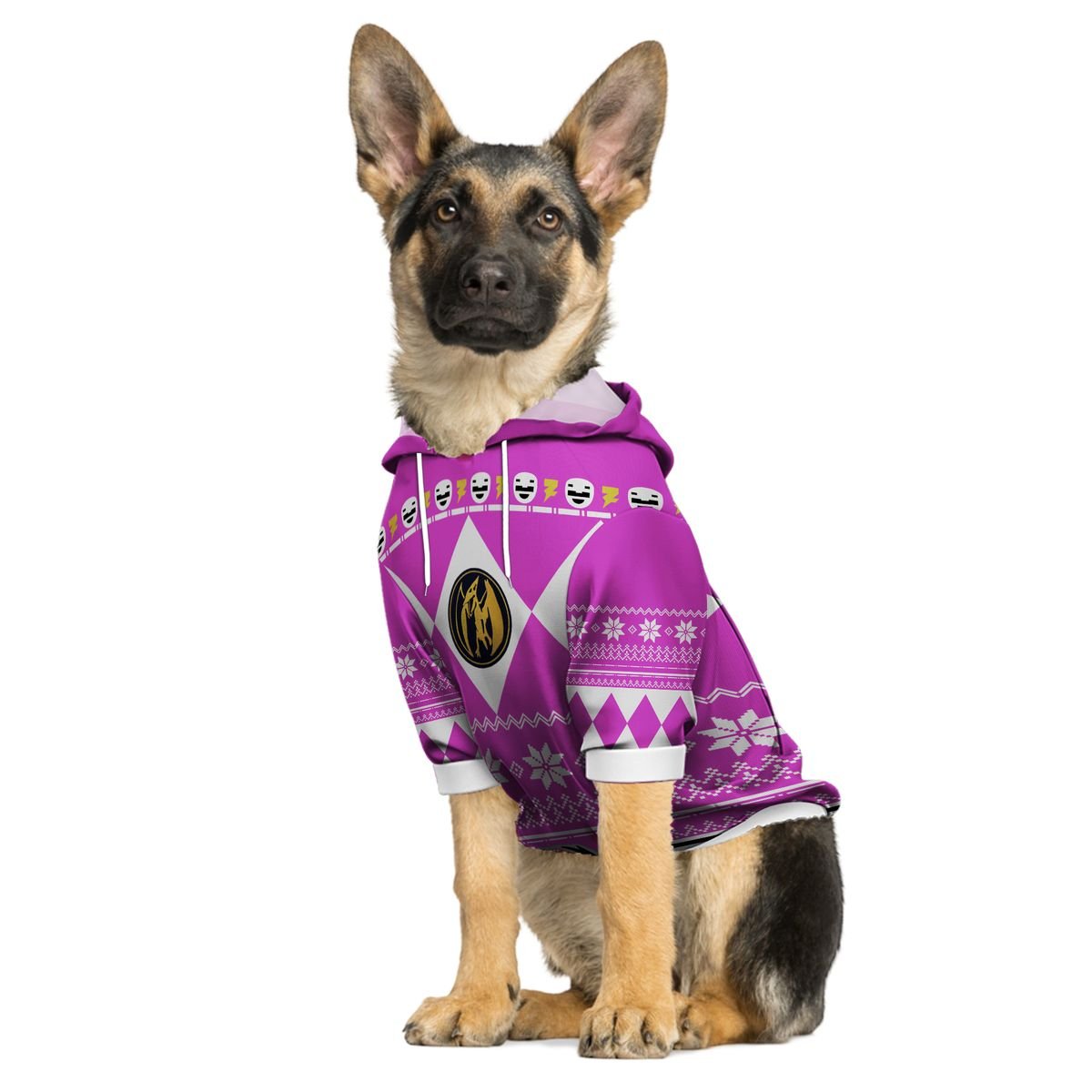 3D Ugly Christmas Mighty Morphin Pink Power Ranger Custom Pet Hoodie