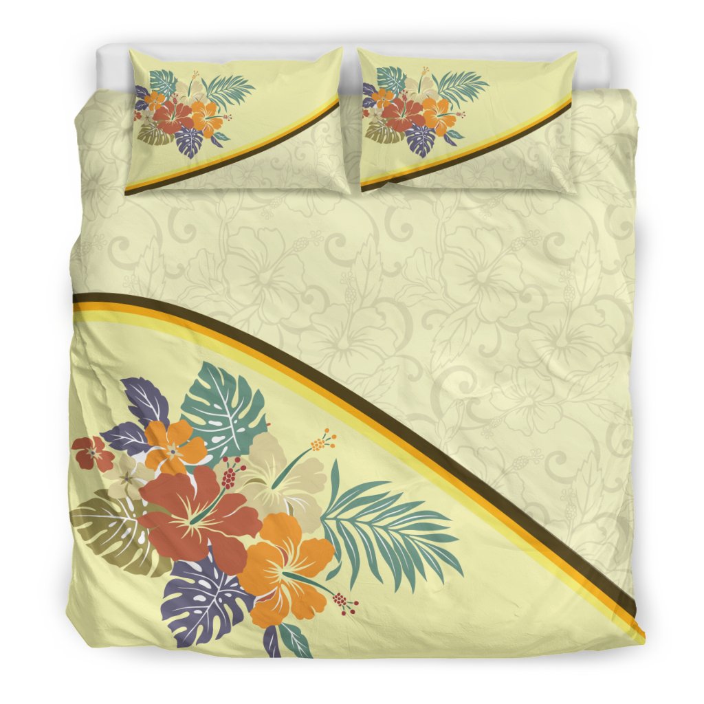 Hawaiian Hibiscus Flower Polynesian Bedding Set Yellow Color – AH J5