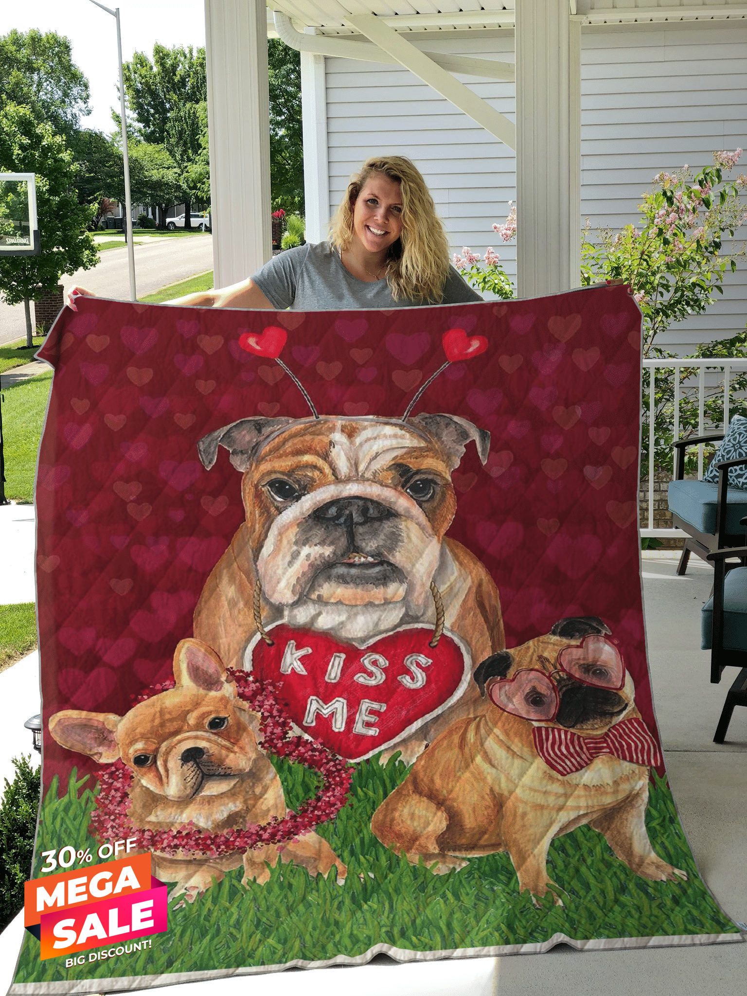 Puppy Love Valentine Is Day Quilt Blanket