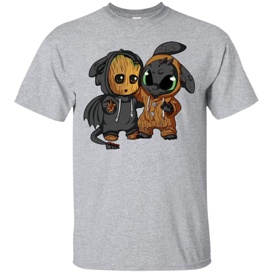 AGR Baby groot and toothless shirt