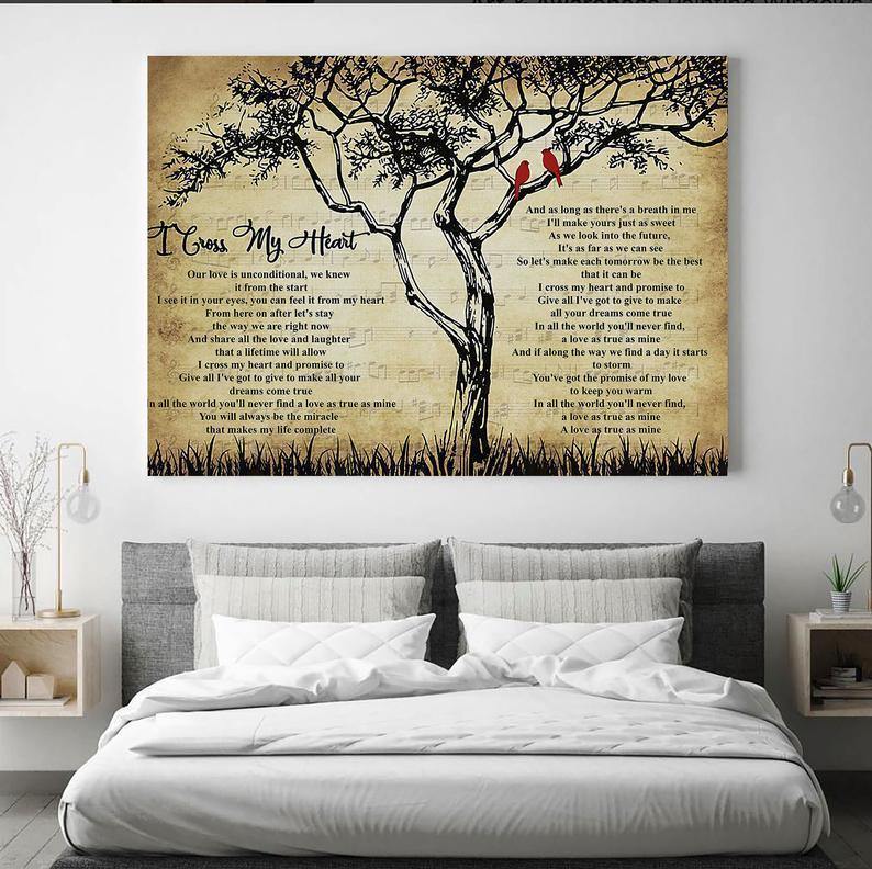 I Cross My Heart Lyrics Canvas, Canvas Print, Song Lyrics, Art Print, Best Gift Ever, Music Poster, Song Lyrics Print, Home Decor