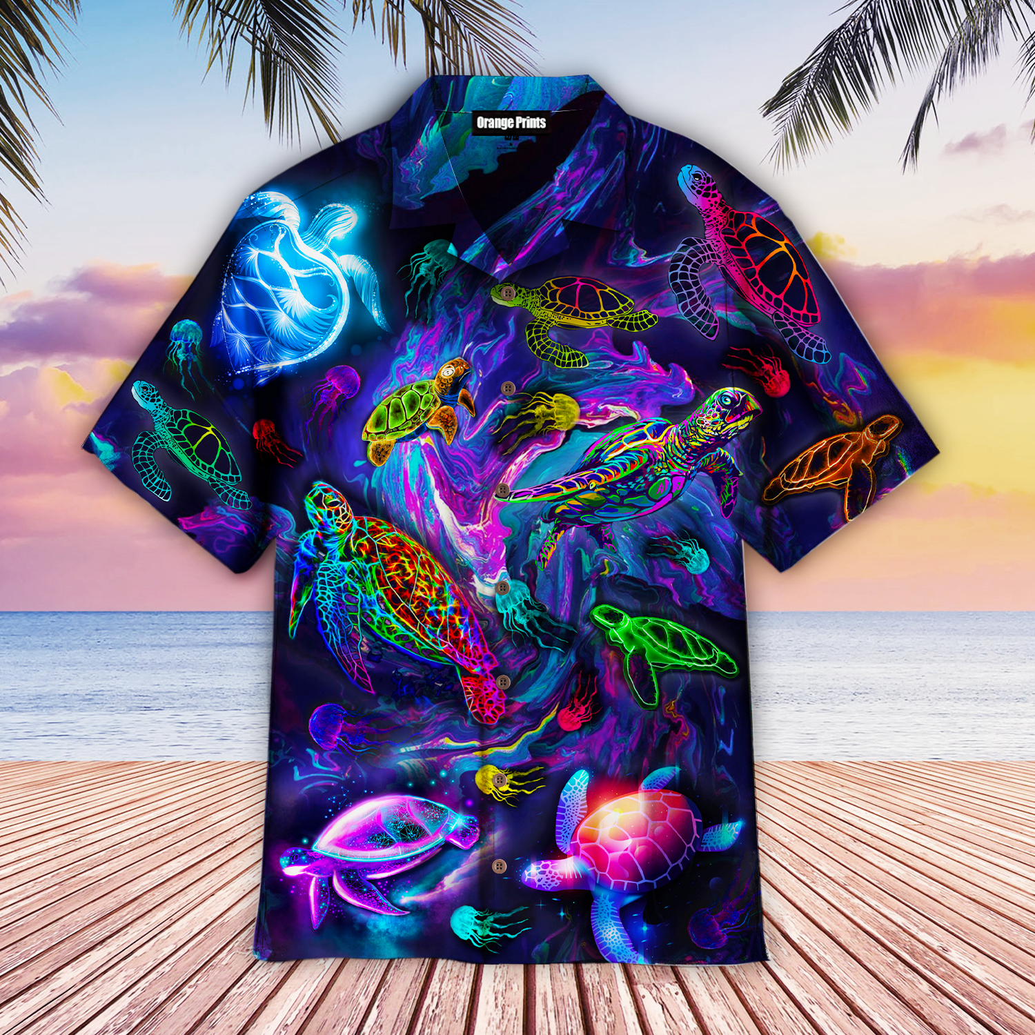 Sea Turtle Neon Colorful Hawaii Shirt For Men Women Ha32092