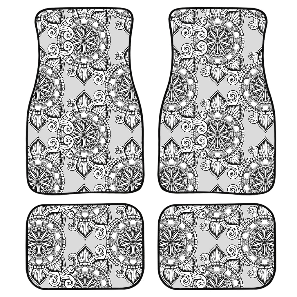 Zentangle Floral Pattern Print Front And Back Car Floor Mats, Front Car Mat