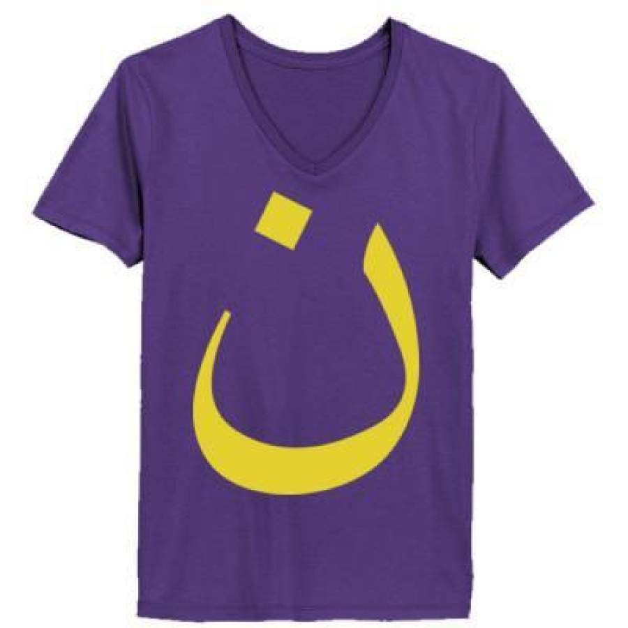 AGR Arabic “N” Christian Solidarity – Ladies’ V-Neck T-Shirt