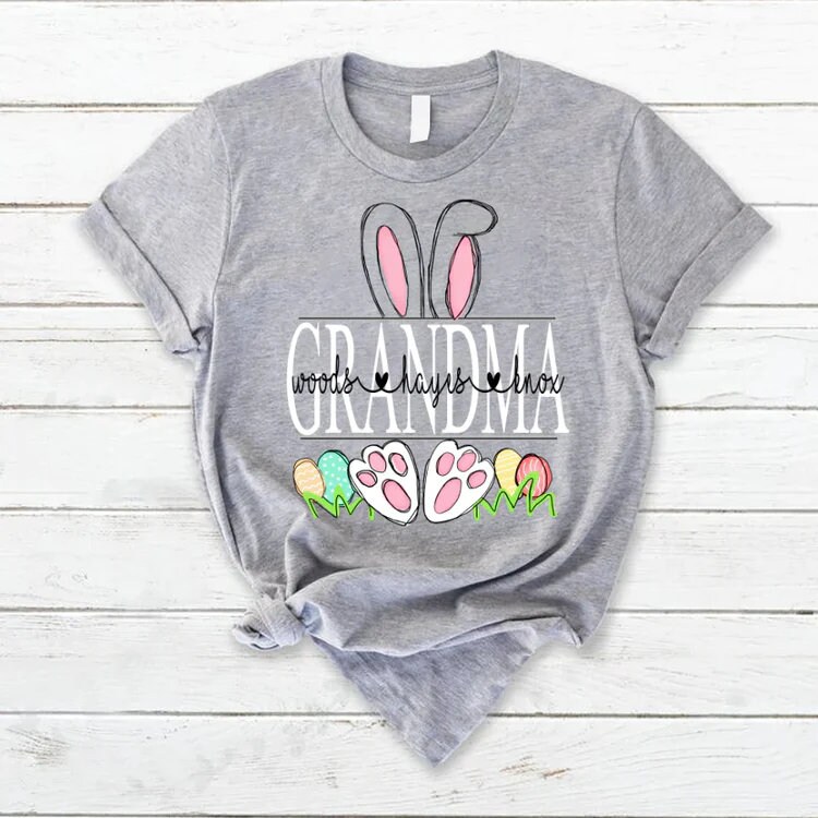 Personalized Easter Grandma Shirt, Bunny Nana Shirt, Easter Bunny Mimi Shirt, Gigi Shirt for Easter Day Mother’s Day Custom Yaya Nona Shirt