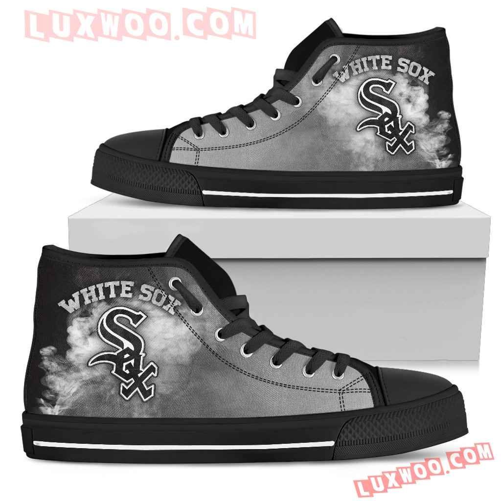 White Smoke Vintage Chicago White Sox High Top Shoes Sport Sneakers