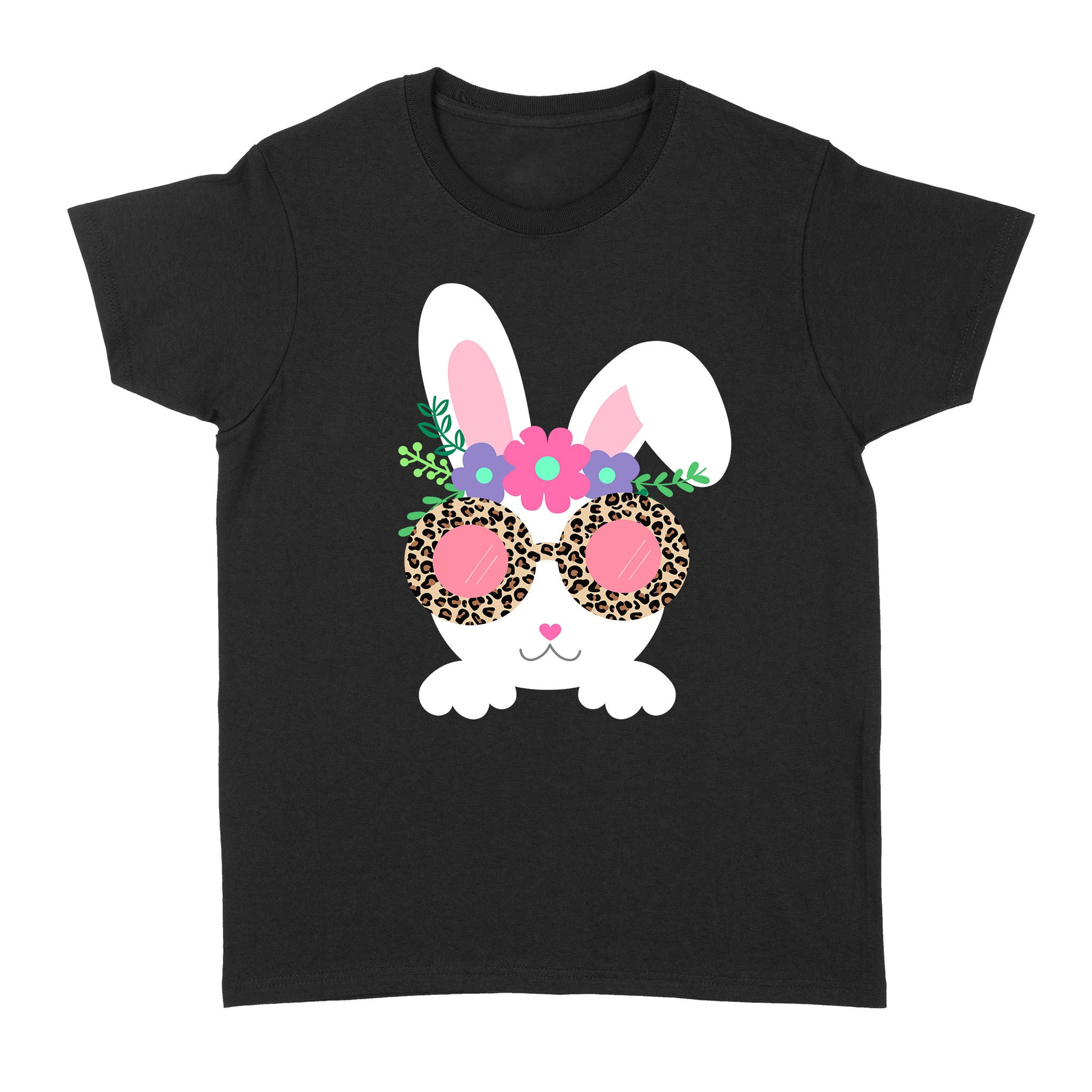 Dng Fashion ‘S Bunny Face Leopart Print Easter Basket Stuffer For Teen Girl – Standard Women’S T-Shirt