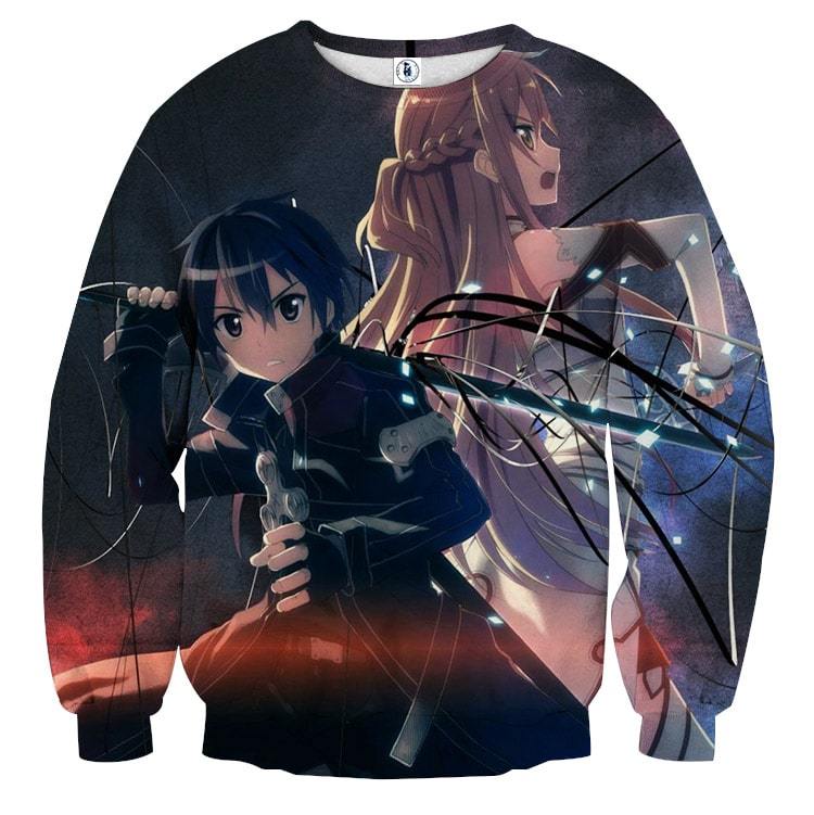 Sword Art Online Kirito Asuna Fighter Couple Black Sweater