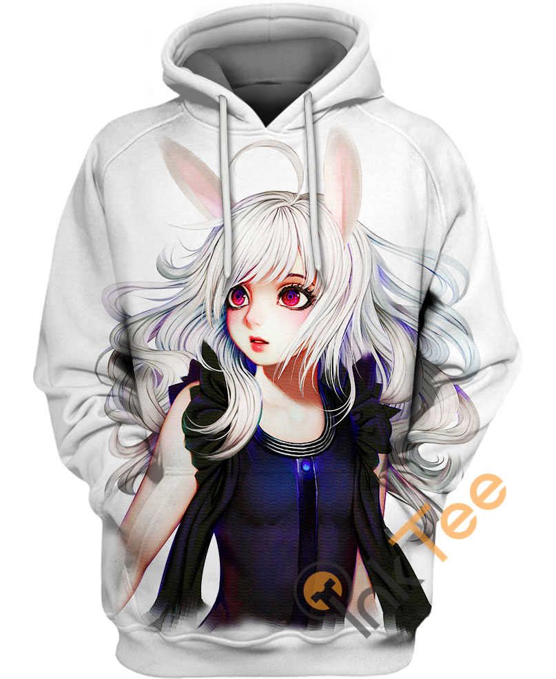 White Rabbit Anime Girl Hoodie 3D