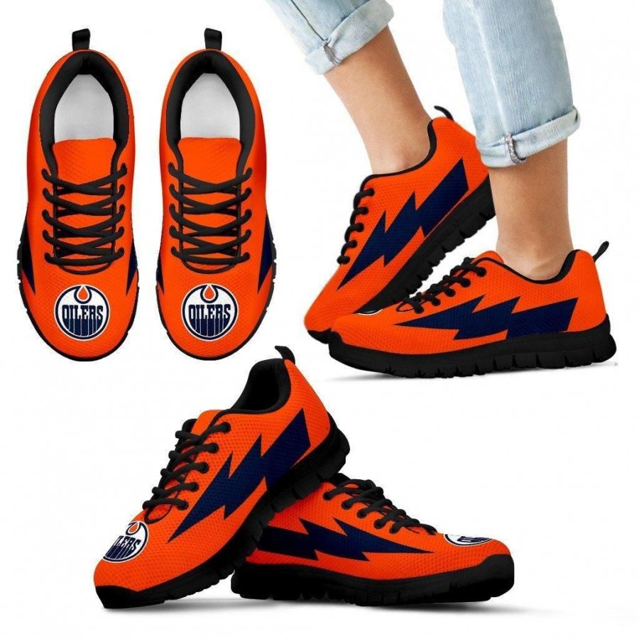 Perfect Style Edmonton Oilers Sneakers Thunder Lightning Amazing Logo #488