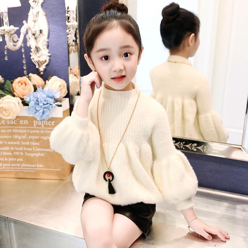 Baby Toddler Teenage Girls Sweaters Tops Spring Autumn Winter Long Puff Sleeve Knit Kids Sweater For Girl Children’s Clothes alx