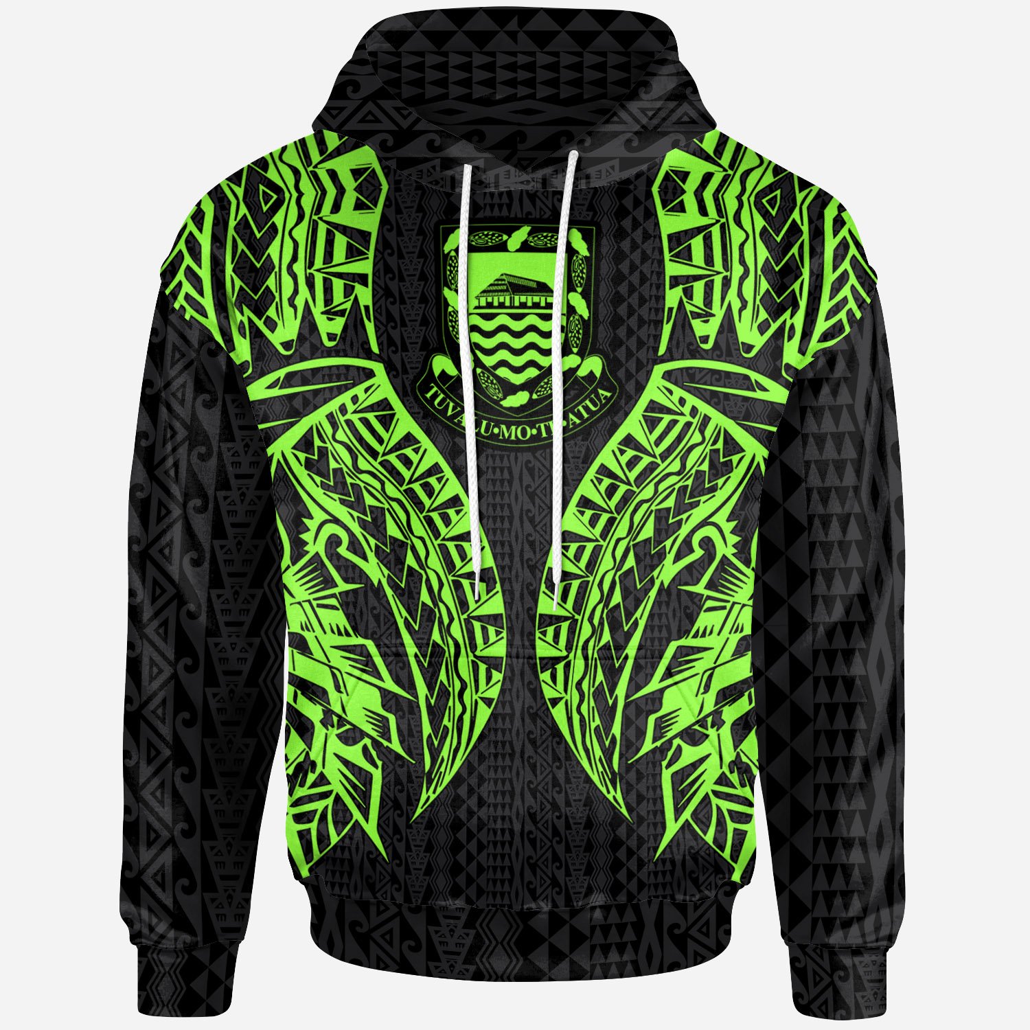 Tuvalu Hoodie – Polynesian Lion Head Green Style – BN39