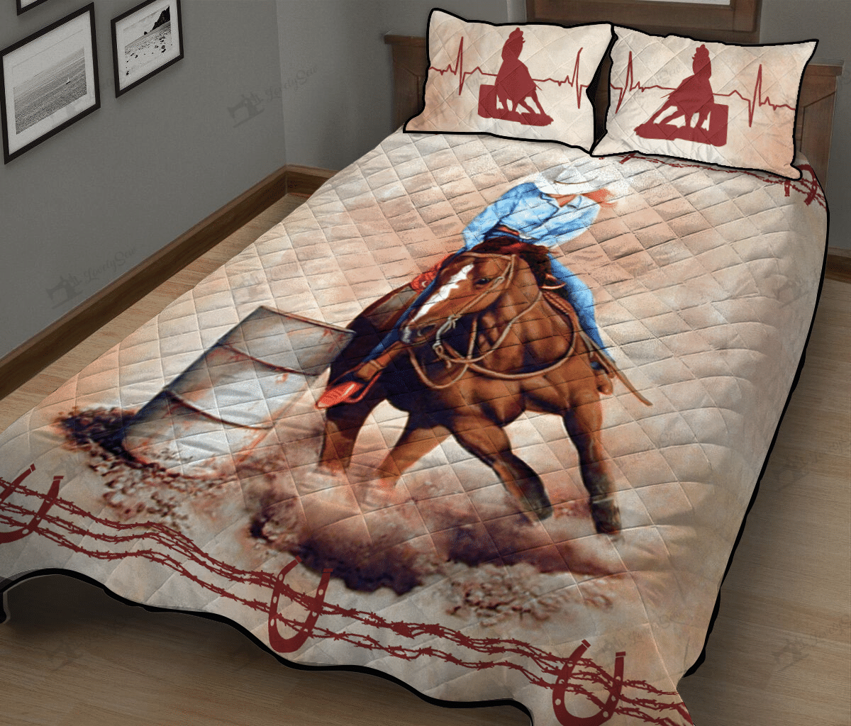 Barrel Racing Custom Horse Quilt Bed Set & Quilt Blanket BIE20111401-BIQ20111401