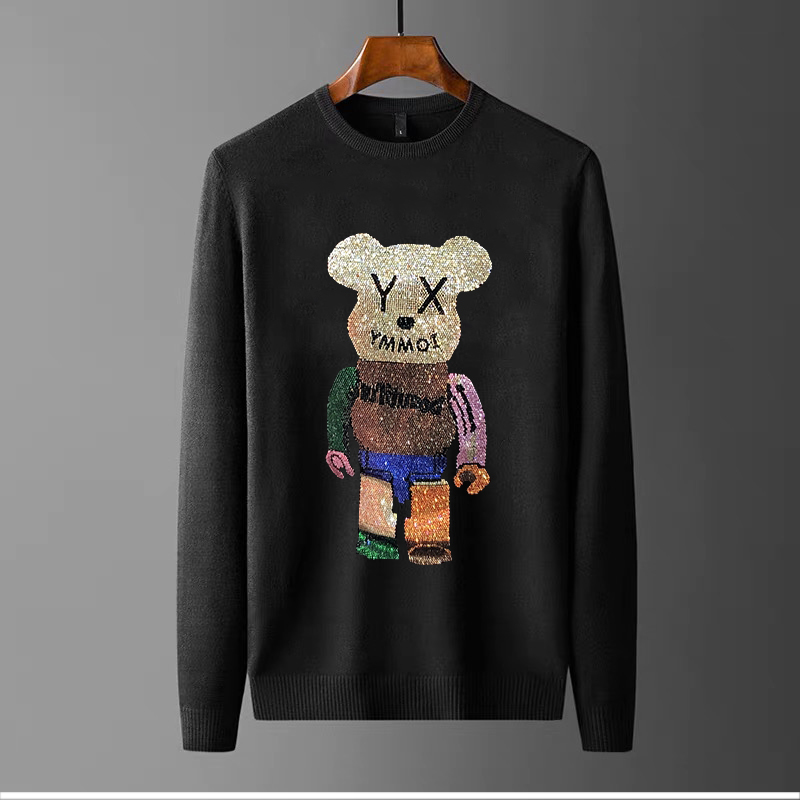 Sweater Men Autumn/Winter 2022 New Trend Fashion Bear Hot Diamond Casual Round Neck Woman Long-Sleeved Sweater Male M-5XL alx