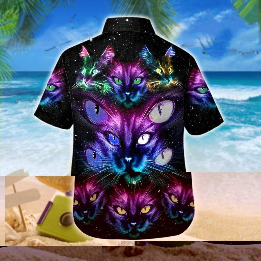 Hawaii Aloha Shirts Neon Cat Galaxy Ha57731