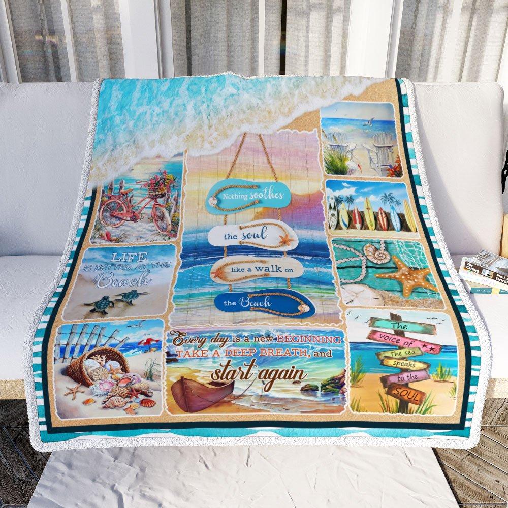 Nothing Soothes The Soul Like A Walk On The Beach Blanket Birthday Gift Home Decor Bedding Couch Sofa Soft And Comfy Cozy