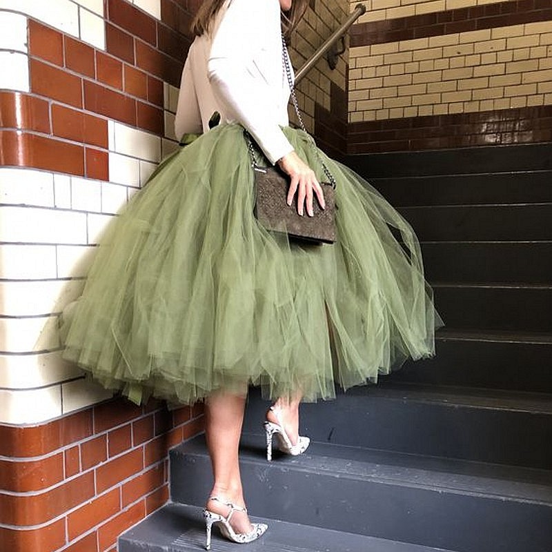 Arygreen Mid Tulle Skirts Women Fashion Tiered Skirt юбка женская Ruffled Girls Tutu Skirt Photo Shoot Skirt Birthday Wear alx