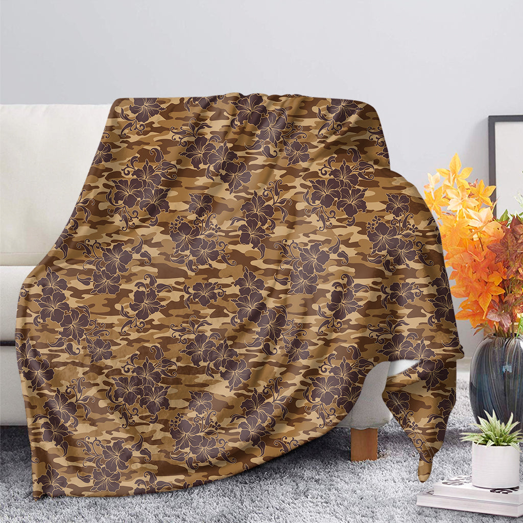 Brown Hawaii Camo Flower Pattern Print Blanket Ha68433