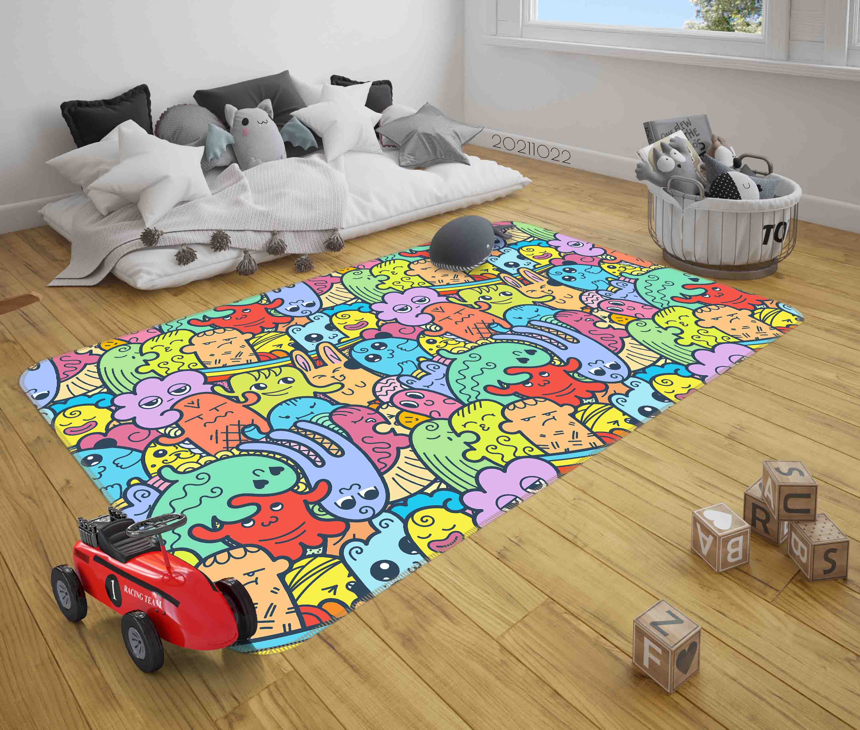 3D Color Cute Animal Doodle Non-Slip Rug Mat 126